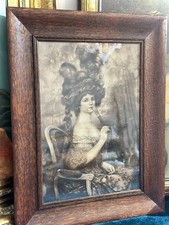 Signed Antique French Lithograph La Femme à L’Éventail by Abel Faivre, Tiger Oak picture