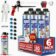apel Spray Foam Insulation Kit (6 x 32.80 oz./120 Bd ft) Heat and Acoustic Insul picture