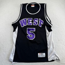 Vintage AND1 TEAM West #5 Basketball Jersey Mens Large Black Stitched RARE Y2K picture