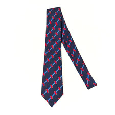 HERMES Paris Silk Tie Horse Head  #980 SA Navy Red Made In France 3 X 55