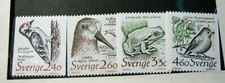 Sweden Stamp Scott# 1725-1728 Birds and Frog 1989 MNH H92 picture