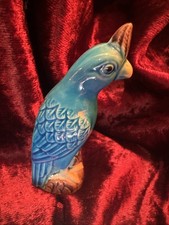 vintage Chinese turquoise-glazed porcelain parrot picture