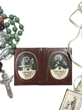 Vintage Italian Rosary with Crucifix Scapular & Relic Booklet picture