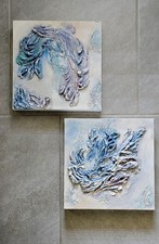 T. Wilkins Original Mixed Media Abstract Painting 12x12x1.5 Signed Canvas Art picture