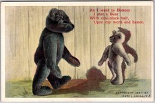 Antique Embossed Postcard FRED L CAVALLY Teddy Bear As I Went to Bonner Met picture