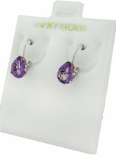 GENUINE 1.52 Cts AMETHYST EARRINGS 14K GOLD - Lever Back -FREE APPRAISAL SERVICE picture