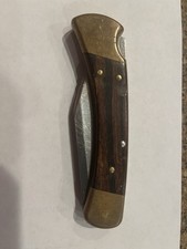 Vintage Buck 110C Folding Hunter Knife BUCK 110C USA Brass Wood Handle picture
