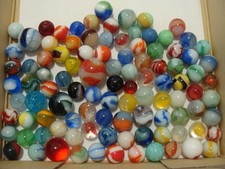 100 Vintage Glass Marbles USED Arts Crafts Old Time Original Toys Display #4 picture