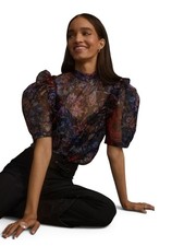 Maeve By Anthropologie Puff-Sleeved Organza Blouse Size M picture