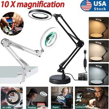 10X Magnifying Glass LED Desk Lamp With Base and Clamp forJewelry Making/Reading picture
