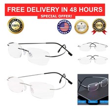 Viseng 2-Pack Rimless Reading Glasses Titanium Ultralight Readers Men Women picture