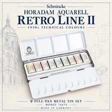 Schmincke HORADAM Retro 1930s 9 Full Pan Watercolor Metal Set 74672 picture
