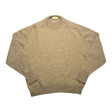 Vtg LL Bean Sweater 100% Wool Crewneck Mens XL Beige Tan Made in Scotland picture