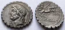 Roman Republic Scipio Asiaticus AR Serrate Denarius 106 BC Jupiter RRC 311/1 picture