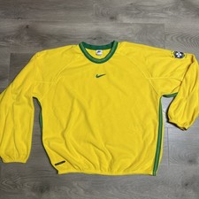 Vintage Nike Brazil Soccer Pull Over Fleece Center Swoosh Therma-Fit Size XL picture