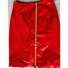 Vintage Pelle Studio by Wilsons Snakeskin Embossed Leather Skirt in Cherry Red 8 picture