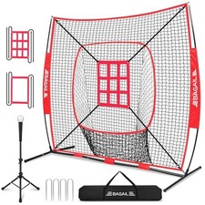 BAGAIL 7x7 ft Baseball & Softball Training Net Red Strike Zone Version picture