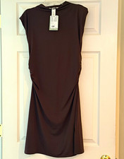 H&M NWT Size L Brown Mock Neck Ruched A Line Sleeveless Dress picture