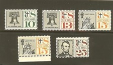 US Scott # C57, C58, C59, C62, & C63   1959 - 1961 Airmails Set of 5 MNH picture