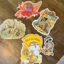 Vintage 1982 Hallmark Autumn Fall Animal cardstock cutouts picture