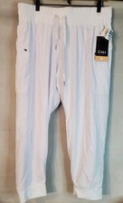 Cali Sport Women’s White Size XL Elastic Waist Pockets Activewear Joggers picture