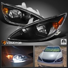 Black Fits 2002-2004 Toyota Camry Headlights Headlamps Left+Right 02 03 04 picture