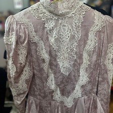 Vintage Jessica McClintock Victorian Lace Gown – Size 8 – Pink Velvet DeadStock. picture