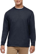Orvis Men's Long Sleeve Crew Neck Shirt Pullover Textured Ribbed Blue Medium picture