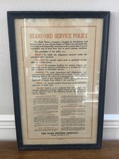 VINTAGE 1920S NASH MOTORS STANDARD SERVICE POLICY FRAMED DEALER SIGN CHICAGO picture