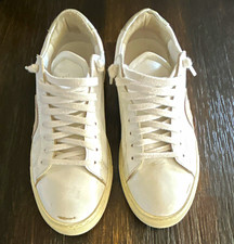 Oliver Cabell Leather Low Top Lace-Up Sneakers White/Beige Made in Italy picture