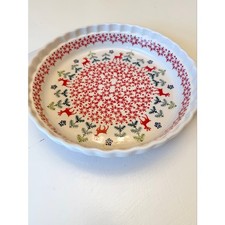 Polish Pottery Manufaktura Boleslawiec Christmas Quiche Dish Signed W. Kuznik picture