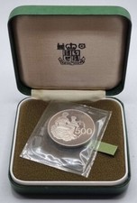 CYPRUS SILVER PROOF 500 MILS COIN 1975 HERCULES IN BOX TOP picture