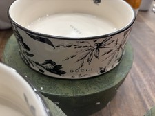 GUCCI Inspired Herbarium Black Dog Pet Cat Porcelain Deep Bowls picture