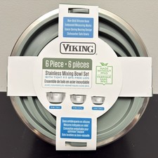 VIKING 5 Piece Stainless Steel Bowl Set - NEW, Rare Eucalyptus color - NonSkid picture