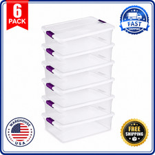 Sterilite 32 Qt Under Bed Storage Tote w/ Latching Lid Clear 6-Pack picture