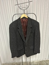 Vtg Harris Tweed Blazer 100% Scottish Wool Gray Plaid Mens Sz 44R Made In Canada picture