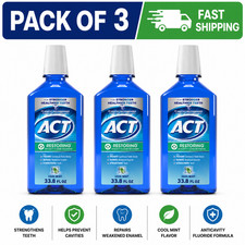 ACT Restoring Fluoride Mouthwash Cool Mint 33.8 fl oz Pack of 3 picture