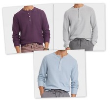 Long Sleeve Textured 4 Button HENLEY Shirts Goodfellow Purple/Blue/Heather Gray picture