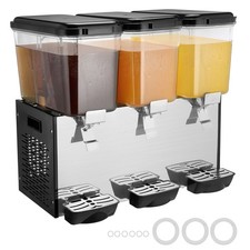 Uimoso Commercial Beverage Dispenser 18Lx3 Tanks Cold Juice Ice Drink Dispenser picture