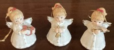 Vintage Homco Angel Ornaments Playing Instruments. Set of 3 picture