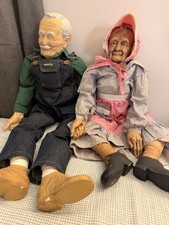 Vintage Grandma & Grandpa Porcelain Porch Sitters Wallace Style Pair Adorable picture
