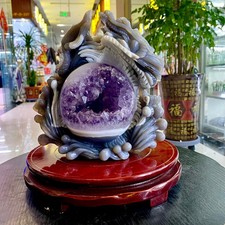9.9LB Natural amethyst agate hand carved dragon  for spiritual healing picture