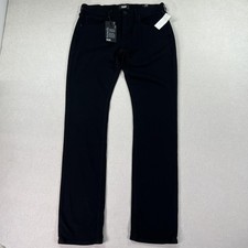 NWT Paige Federal Jeans Mens 32x34 Black Slim Straight Transcend Denim Dark Wash picture