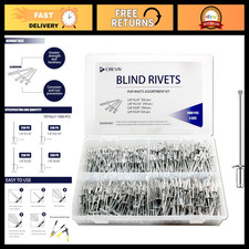 1000 Pcs Aluminum Blind Rivets Assortment Kit, 1/8