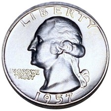 1957-D 25c Washington Quarter Brilliant Uncirculated Denver US Silver Coin picture
