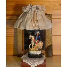 Antique Staffordshire Tom King Highwayman Figural Lamp c.1850s 23” picture