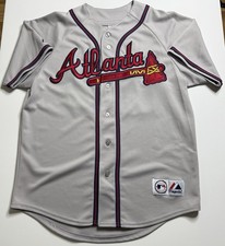 Vintage Andruw Jones #25 Atlanta Braves Majestic MLB Jersey Gray Men’s Large picture