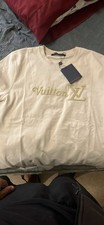 Louis Vuitton Mens Beige Embroidered Logo T-Shirt L Cotton Crew Neck picture