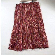 Cato Woman Red Orange Abstract Stripe Maxi Skirt Plus Size 18/20W Lined Pleated picture