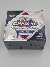 2021-22 Topps Chrome UEFA Champions League Sapphire Sealed Hobby Box In Hand picture